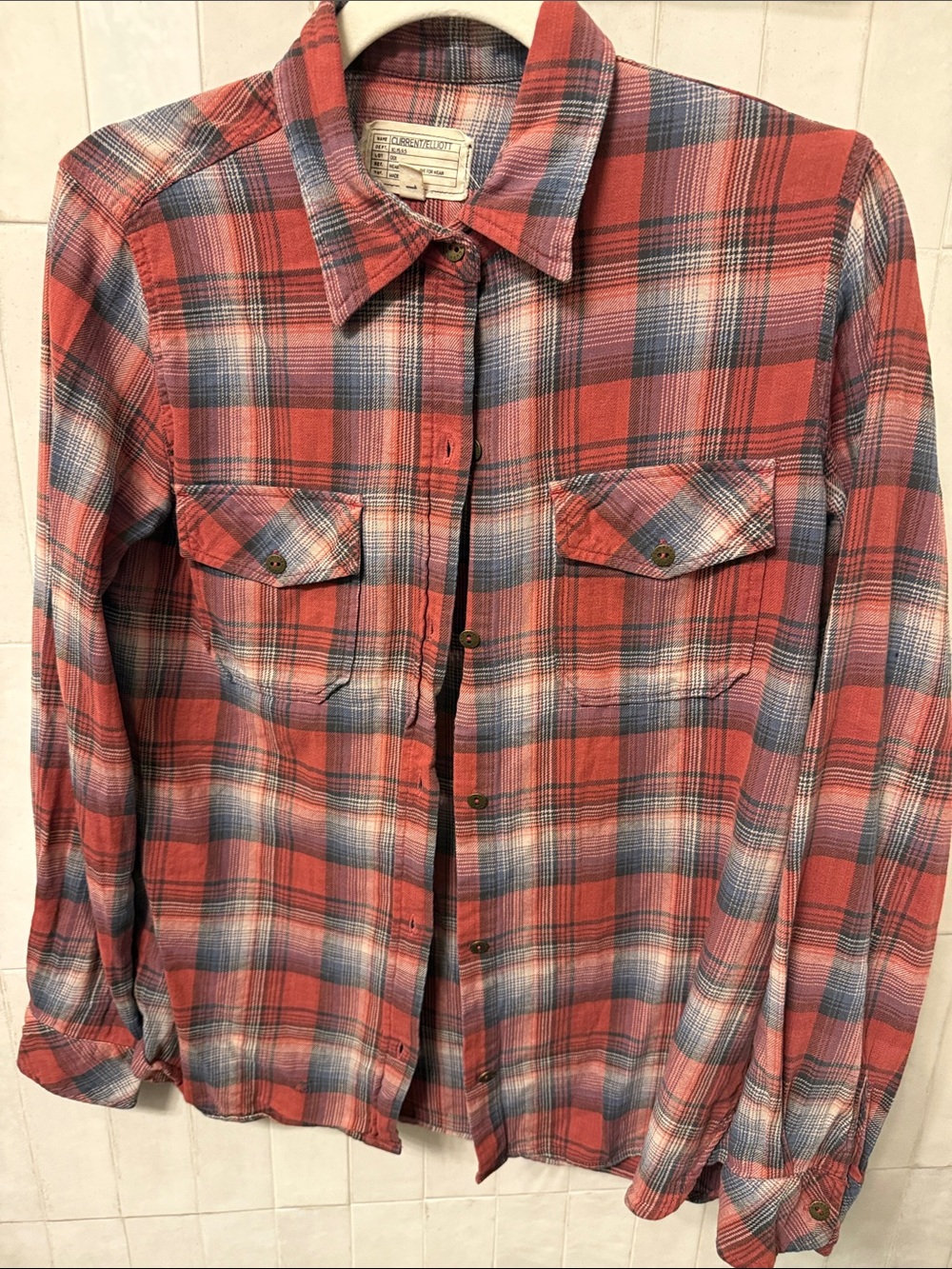 Current/Elliott Red and Blue Plaid Shirt